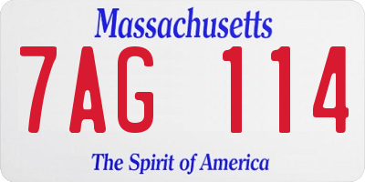 MA license plate 7AG114