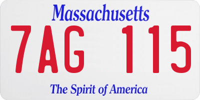 MA license plate 7AG115