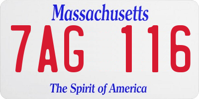 MA license plate 7AG116