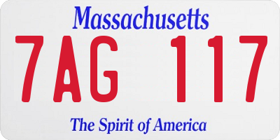 MA license plate 7AG117