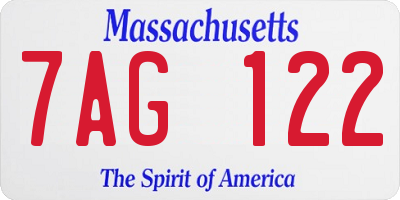 MA license plate 7AG122