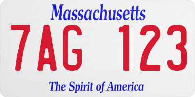 MA license plate 7AG123