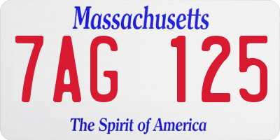 MA license plate 7AG125
