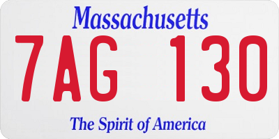 MA license plate 7AG130
