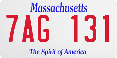 MA license plate 7AG131