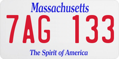 MA license plate 7AG133