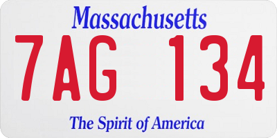 MA license plate 7AG134