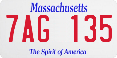 MA license plate 7AG135
