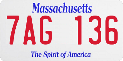 MA license plate 7AG136