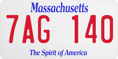 MA license plate 7AG140