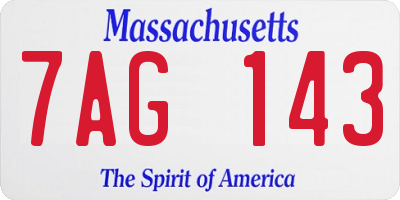 MA license plate 7AG143