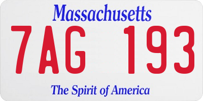 MA license plate 7AG193