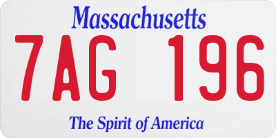 MA license plate 7AG196