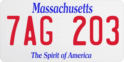 MA license plate 7AG203
