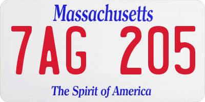 MA license plate 7AG205