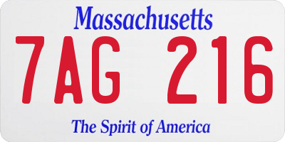 MA license plate 7AG216