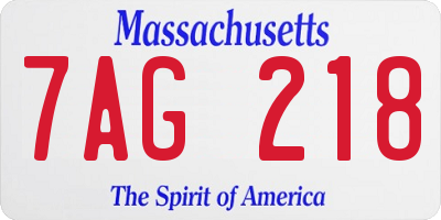 MA license plate 7AG218