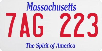 MA license plate 7AG223