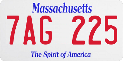 MA license plate 7AG225