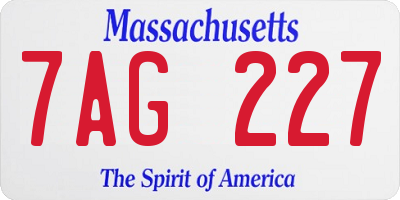 MA license plate 7AG227