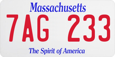 MA license plate 7AG233