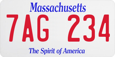 MA license plate 7AG234