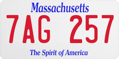 MA license plate 7AG257