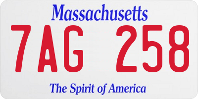 MA license plate 7AG258
