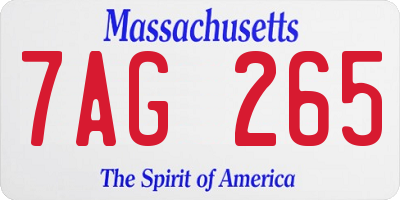 MA license plate 7AG265