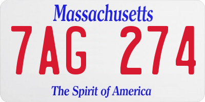 MA license plate 7AG274