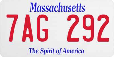 MA license plate 7AG292