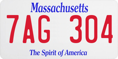 MA license plate 7AG304