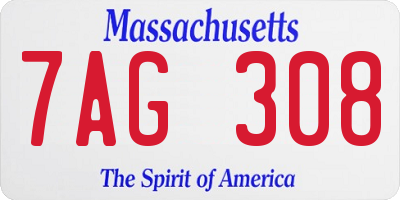 MA license plate 7AG308