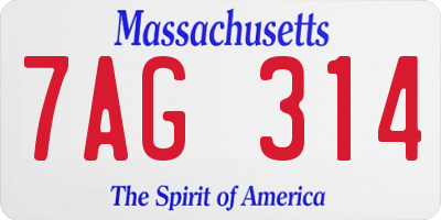 MA license plate 7AG314