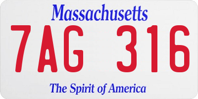 MA license plate 7AG316