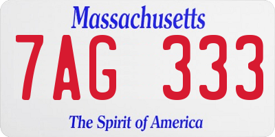 MA license plate 7AG333