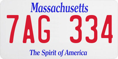 MA license plate 7AG334
