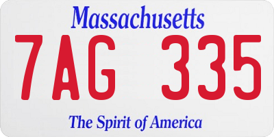MA license plate 7AG335