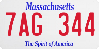 MA license plate 7AG344
