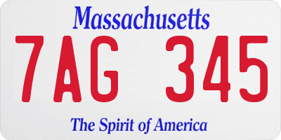 MA license plate 7AG345