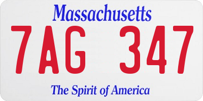 MA license plate 7AG347
