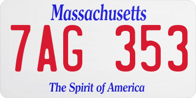 MA license plate 7AG353