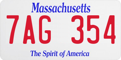 MA license plate 7AG354