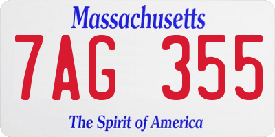 MA license plate 7AG355