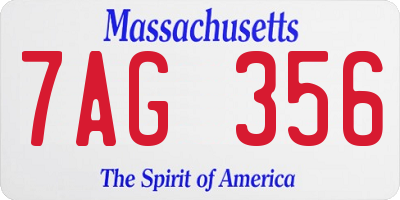 MA license plate 7AG356