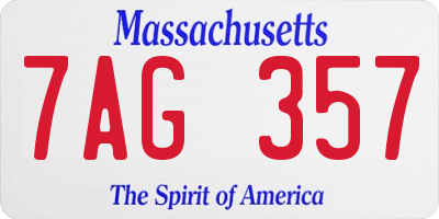 MA license plate 7AG357