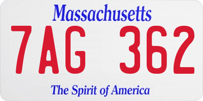 MA license plate 7AG362