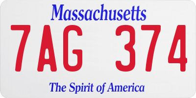 MA license plate 7AG374
