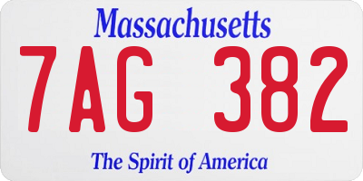 MA license plate 7AG382