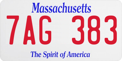 MA license plate 7AG383